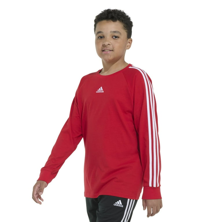 Boys 8 20 adidas 3 Stripe Raglan Long Sleeves Tee in Regular Plus Size Walmart