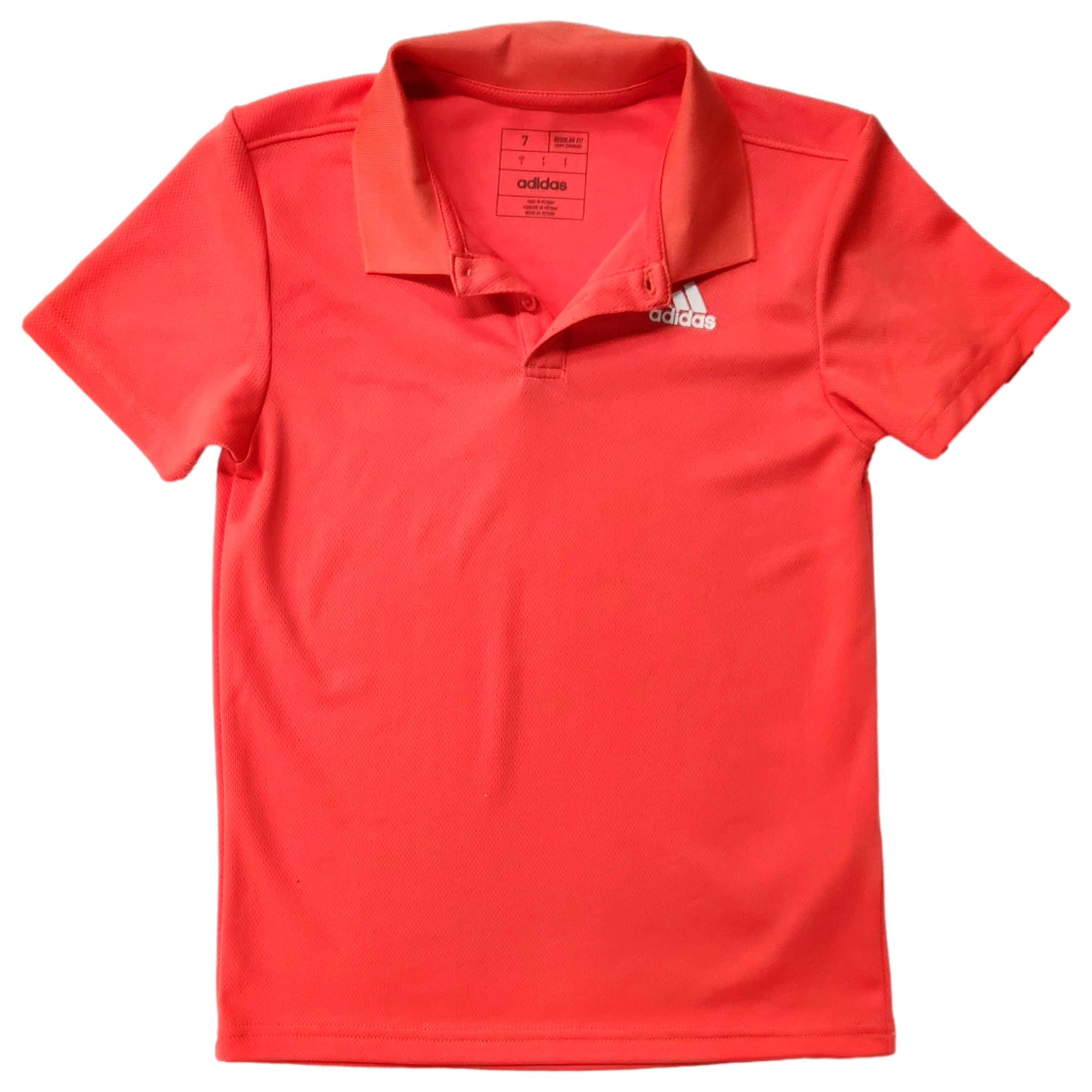 Adidas Boys Orange Polo Athletic Quick Dry Tee Shirt T-Shirt Medium 10-12