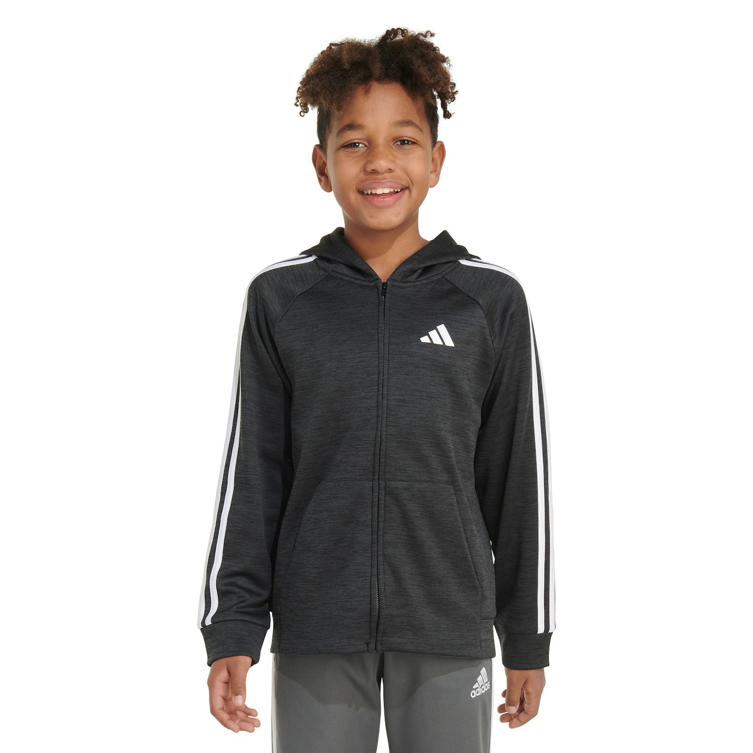Boys 8-20 adidas Game & Go Hooded Jacket in Regular & Husky Color: Black Heather Size: X LARGE