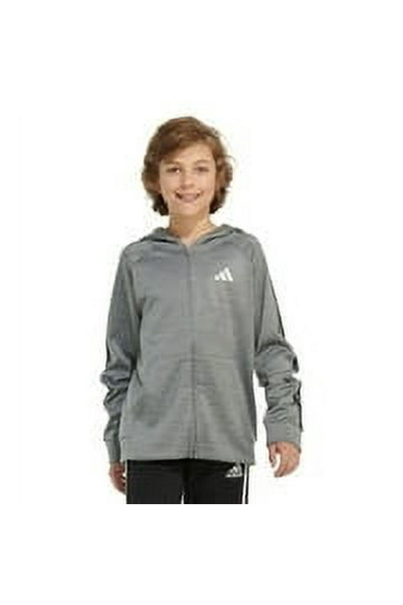 Boys 8-20 adidas Game & Go Hooded Jacket in Regular & Husky Color: Charcoal Gray Heather Size: LARGE