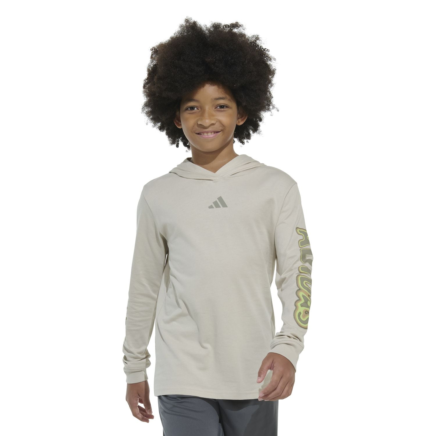 Boys 8-20 adidas Hooded Heat Map Long Sleeve Heather Tee Color: Alumina Size: X LARGE