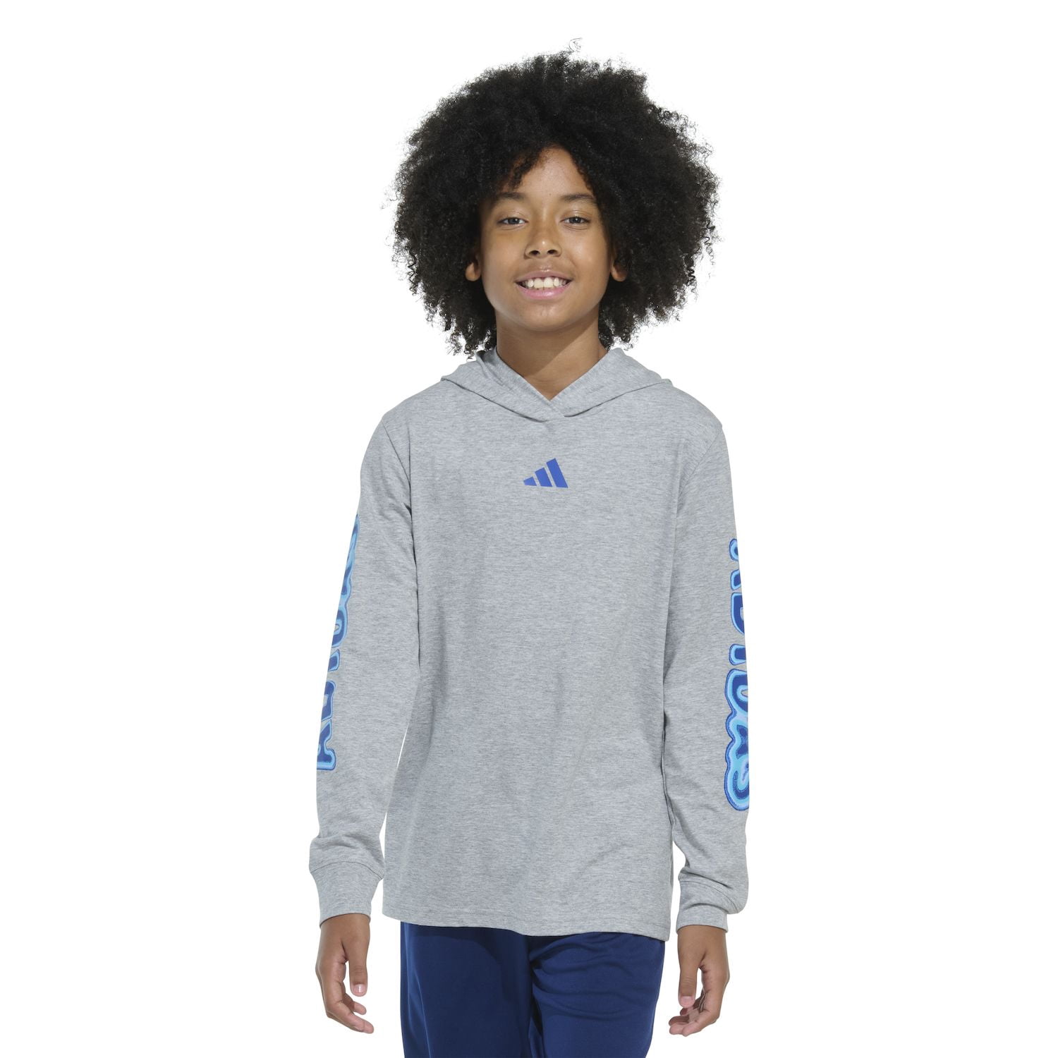 Boys 8-20 adidas Hooded Heat Map Long Sleeve Heather Tee Color: Grey Size: X LARGE