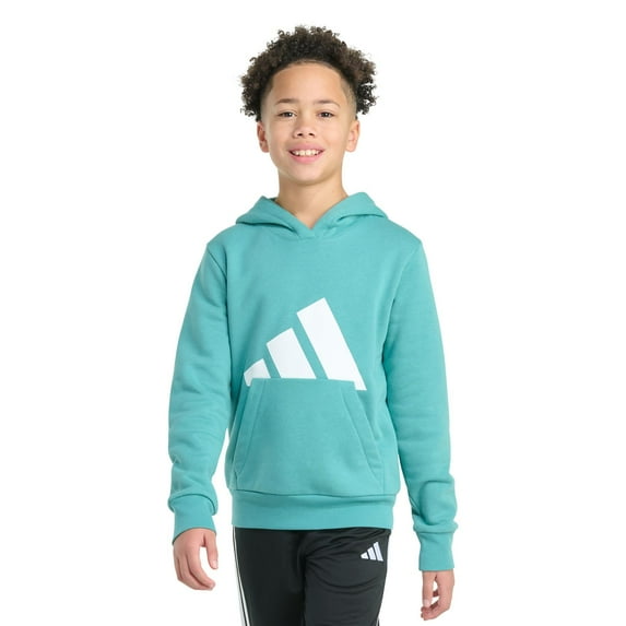 Boys 8-20 adidas Long Sleeve Essential Big Logo Graphic Pullover Hoodie Color: Teal Size: SMALL