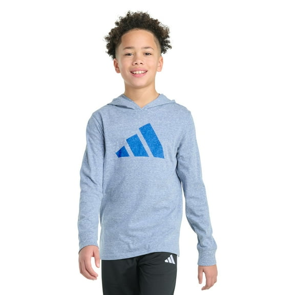 Boys 8-20 adidas Long Sleeve Hooded Tee Color: Dark Blue Size: LARGE