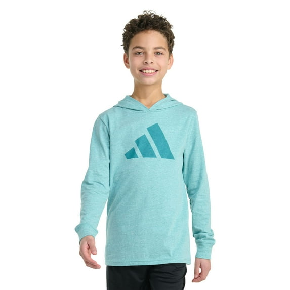 Boys 8-20 adidas Long Sleeve Hooded Tee Color: Medium Teal Size: LARGE