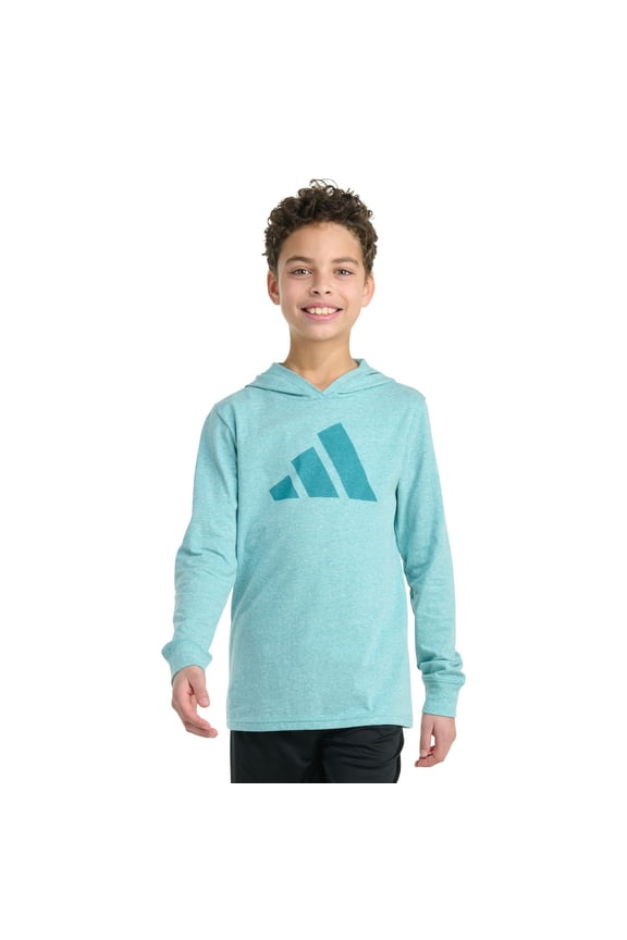 Boys 8-20 adidas Long Sleeve Hooded Tee Color: Medium Teal Size: MEDIUM