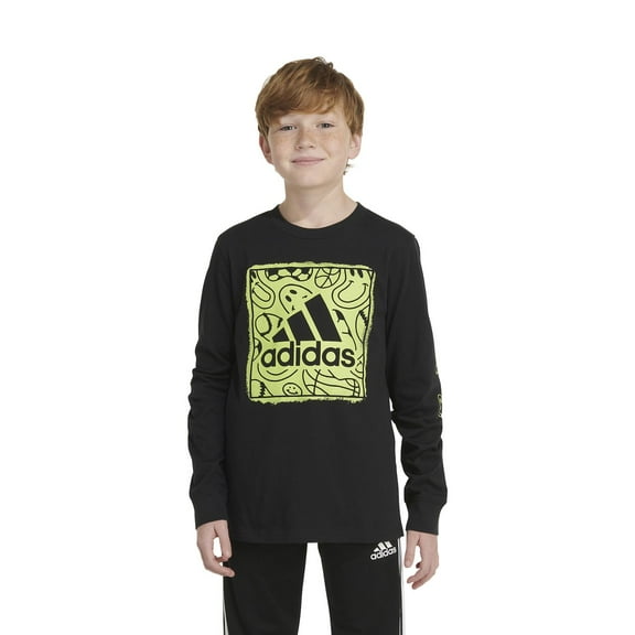 Boys 8-20 adidas Smiley Graphic Long Sleeve Tee Color: Black Size: X LARGE