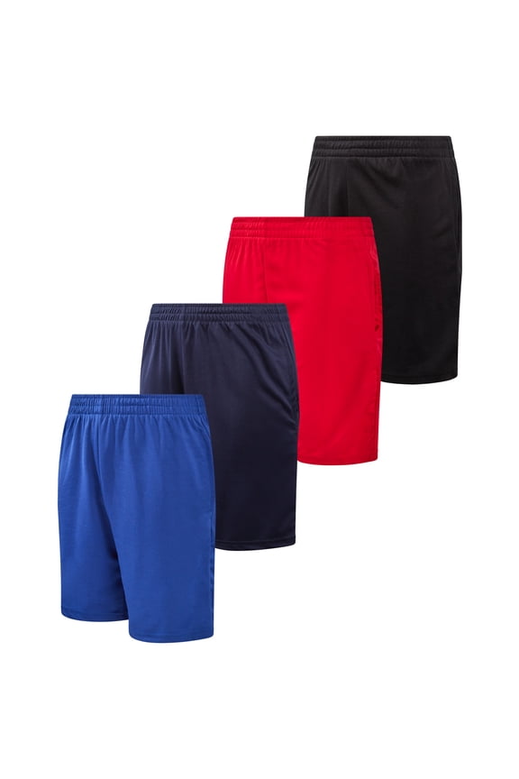 Boys' Active Shorts - 4 Pack Athletic Performance Gym Shorts (8-18)