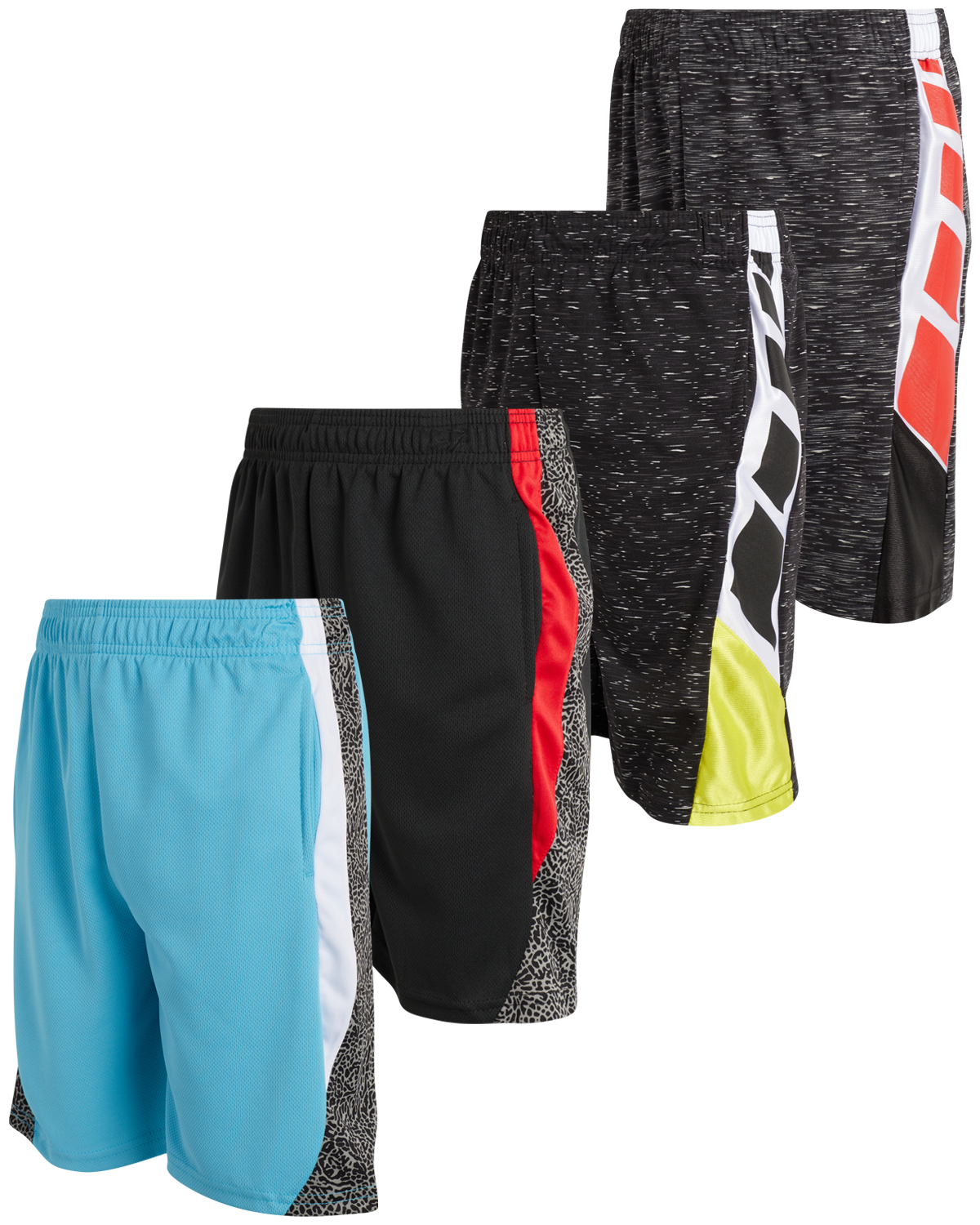 Mad Game Pantaloncini Sportivi Per Ragazzi - Confezione Da 4, Leggeri E Traspiranti Con Tasche, Per Basket, Palestra E Gioco, Taglie 8-18 Anni