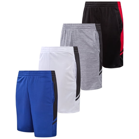 Boys' Active Shorts - 4 Pack Athletic Performance Gym Shorts (8-18)