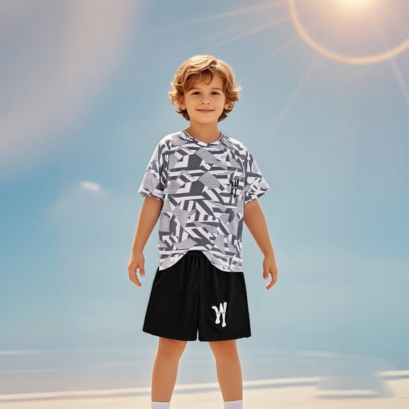 Boys' Active Shorts Set 2 Piece T-Shirt and Shorts Set Quick Drying Girls Athletic Shirts Boys Shirts Size . 13-14 Years Boys Girls Fashion