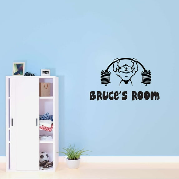 Boys Active Sports Wall Decal Decoration Fit Strong Man Exercising Silhouette Decal Lasts Years and Easily Removable - Size: 40 In(W) x 24 In(H)