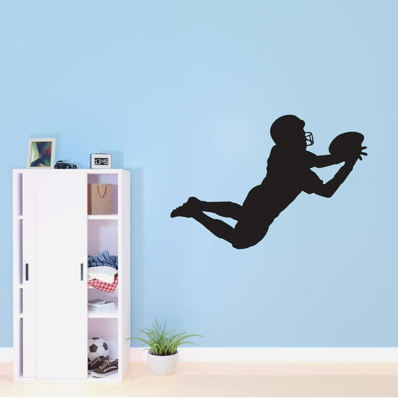 Boys Active Sports Wall Decal Decoration Sports Lover Defense American Football Player Lasts Years and Easily Removable - Size: 10 In(W) x 7 In(H)