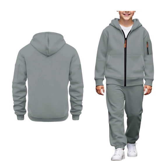 Boys Active Sweatsuit 2 Piece Long Sleeve Zip Up Basic Hoodie Jogging Pants Fall Clothes Clothes for 10-11 Years Old Boys