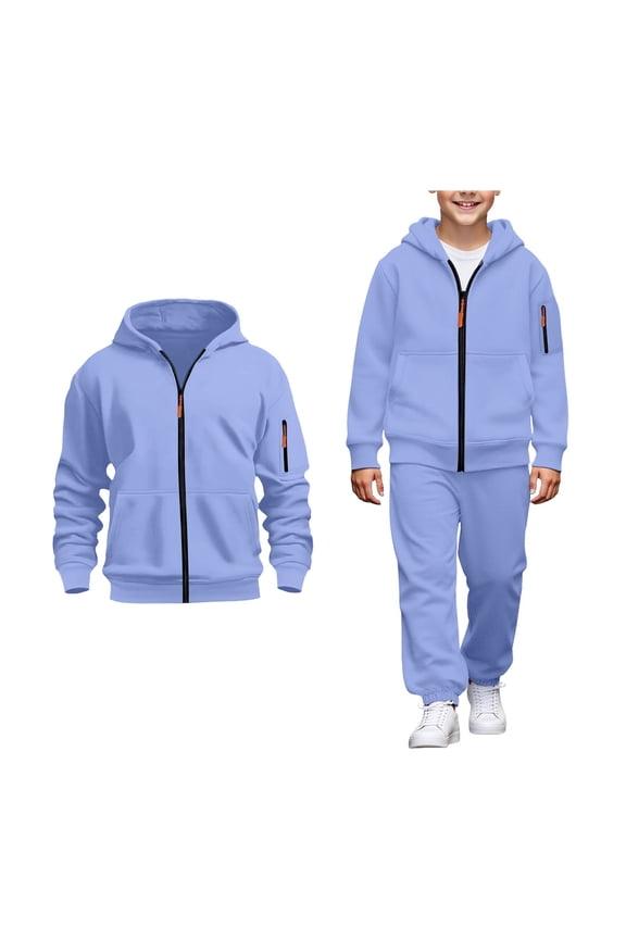Boys Active Sweatsuit 2PC Long Sleeve Zip Up Pullover Hoodie Sweatshirt Leggings Pants Warm Fall Winter Clothes Little Boys Clothes 10-11 Years