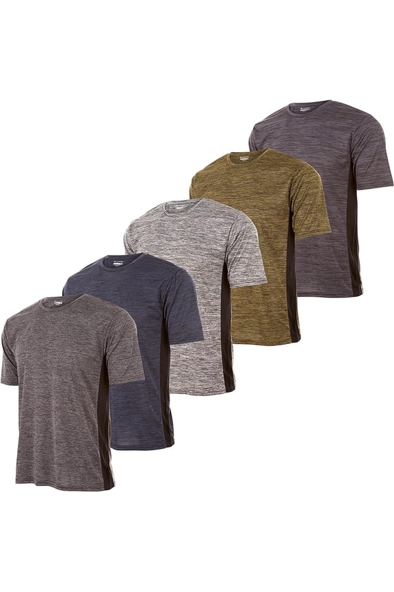 Boys Active T-Shirt - Quick-Dry Athletic Workout Training Stretch Crew Neck Short Sleeve Top 5 Pack
