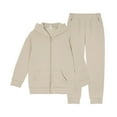 thumbnail image 1 of Boys Activewear Outfit Sets Solid Color Long Sleeve Zip Up Hoodie And Sweatpants 2 Piece Sweat Suits Outdoor Jacket Boys Sweatsuits White 11-12 Years, 1 of 9