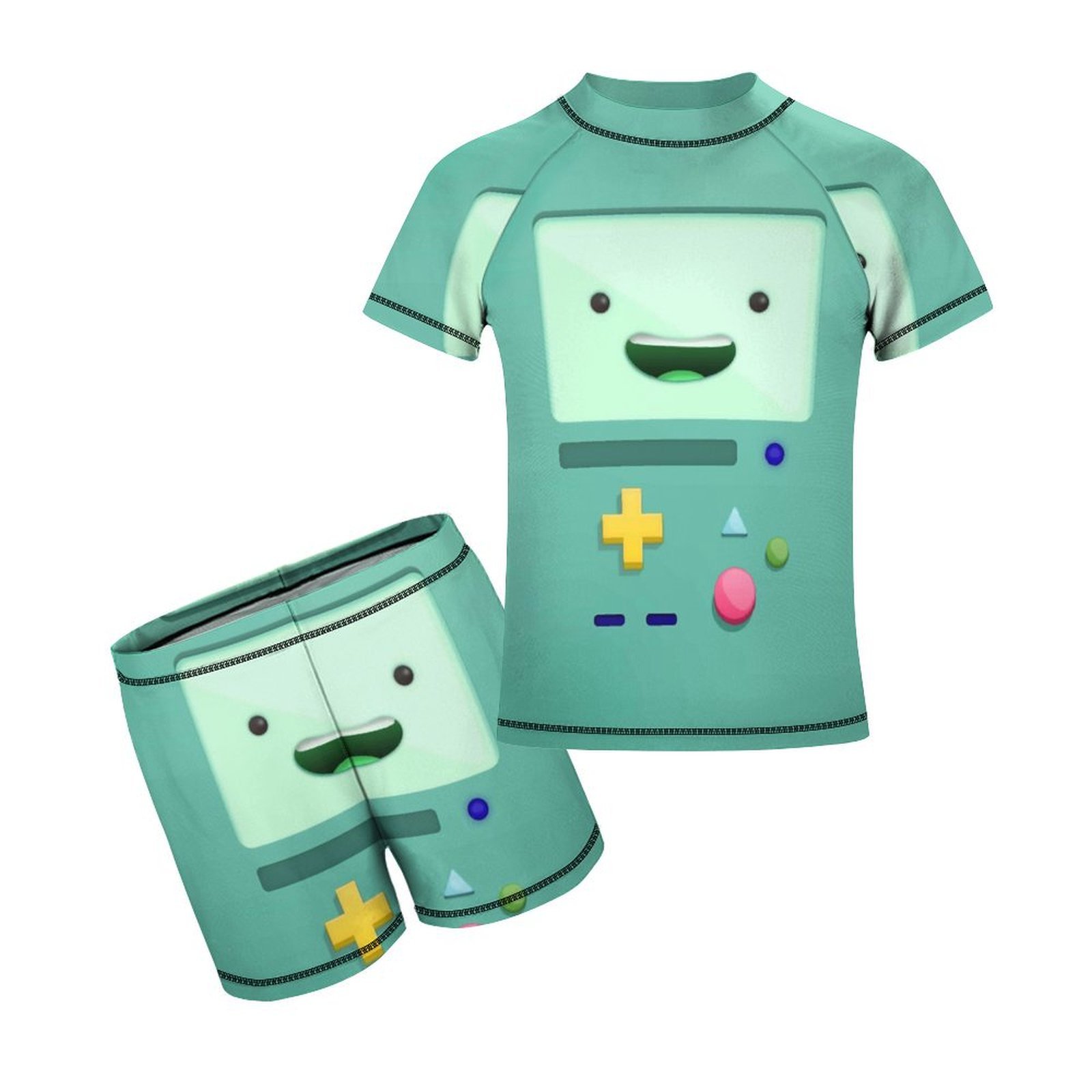 Boys Adventure Cartoon Time Rash Guard Set 2 Piece Swimsuits Short ...