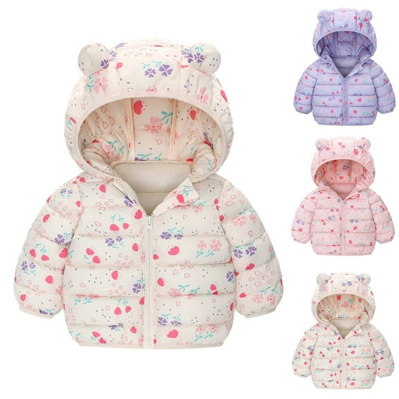 Boys And Girls Fall And Winter Printing Coat Small And Medium-sized Hooded Warm Coat