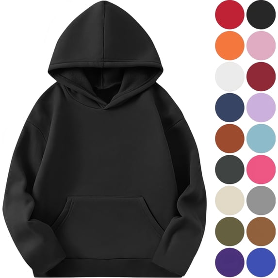 Boys And Girls Hooded Sweatshirt Pullover Casual Long Sleeve Hoodies Cute Oversized Fleece Pocket Sweatshirt Tops,5T,Black
