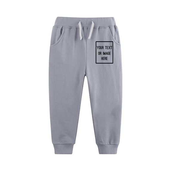 Boys And Girls Joger Elastic Waist Special Print Drawstring Sports Pants Gray 160