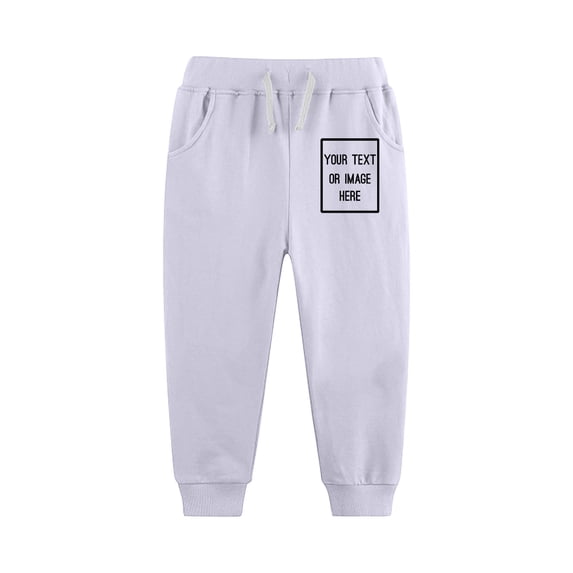 Boys And Girls Joger Elastic Waist Special Print Drawstring Sports Pants White 100