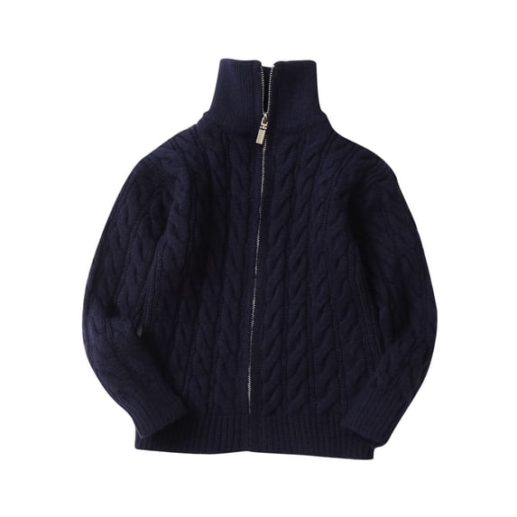 Boys And Girls Knit Sweater Baby Kids Long Sleeve Chunky Sweater Fall Winter Warm Toddler Pullover Crewneck Tops Sweatshirt Navy 5-6 Years