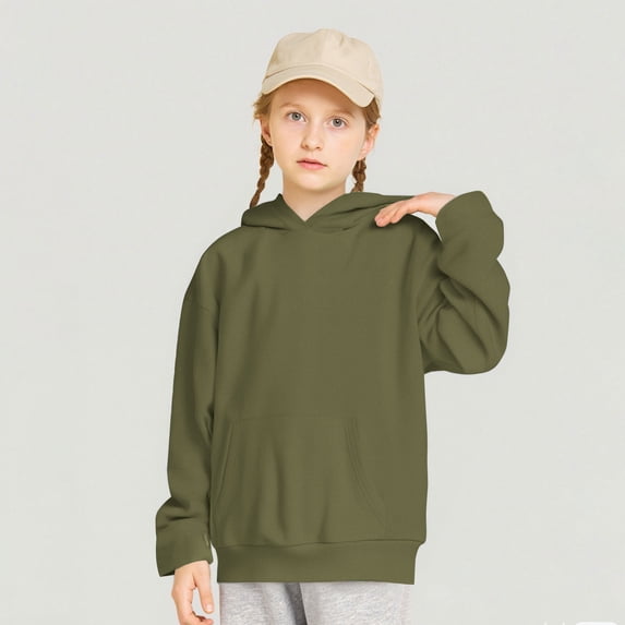 Boys And Girls Oversized Pullover Hoodie Long Sleeve Sweatshirt with Kangaroo Pocket Solid Color Casual Hooded Top