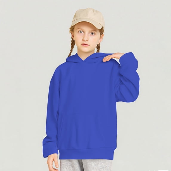 Boys And Girls Oversized Pullover Hoodie Long Sleeve Sweatshirt with Kangaroo Pocket Solid Color Casual Hooded Top