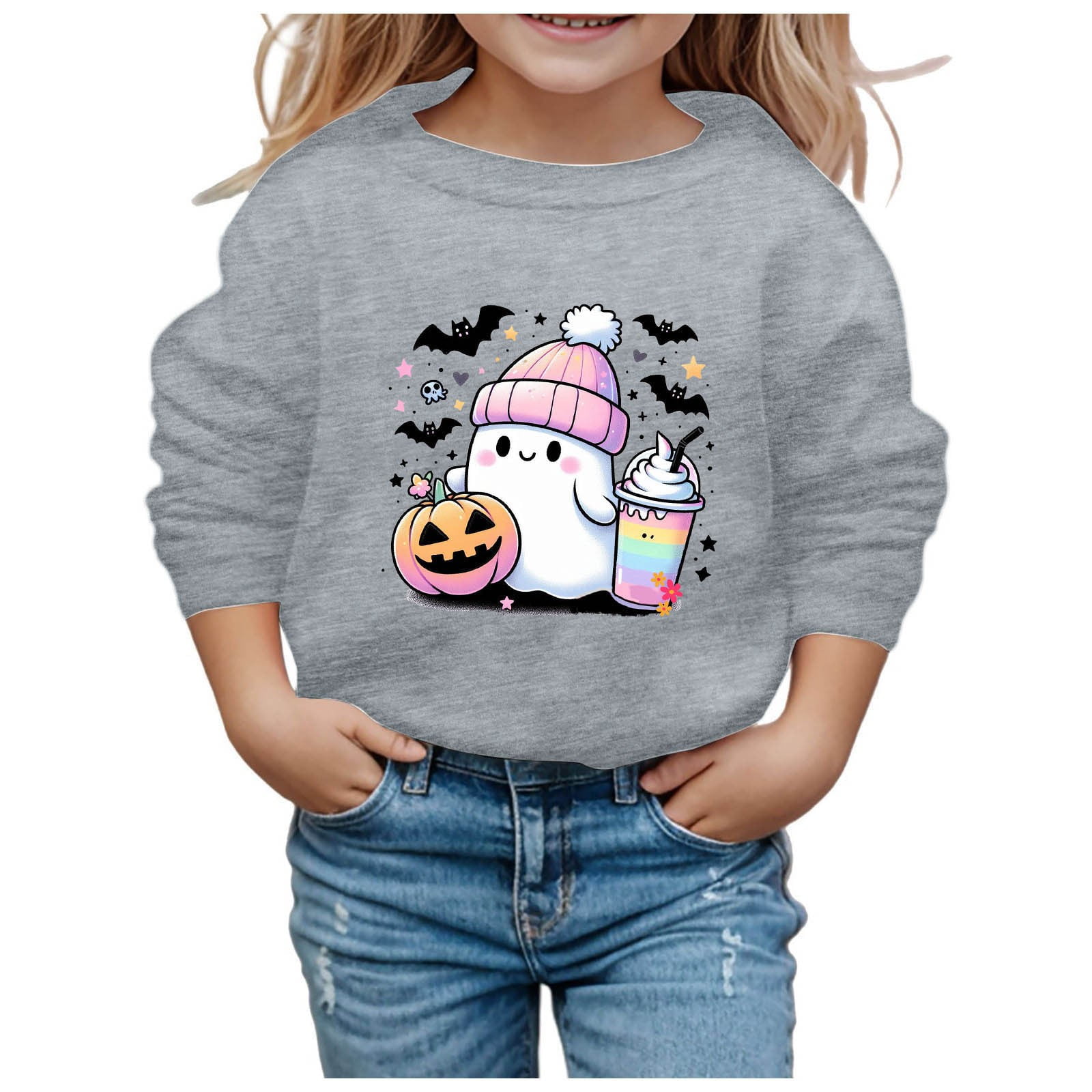 Boys And Girls Pullover Casual Loose Children Round Neck Long Sleeve