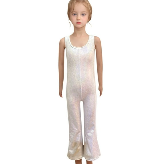 Boys And Girls Sequin Tight Stretch Jumpsuit Sleeveless Crew Neck Trousers Bottoms Size 11 Y-12 Y
