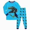 thumbnail image 1 of Boys And Girls Suit Long Pants Regular Long Sleeved Round Neck Dinosaur 3D Printed 6-12 Months 12-24 Months 2T 3T 4T 5T 6T 7T 6-7 Years Sky Blue, 1 of 9