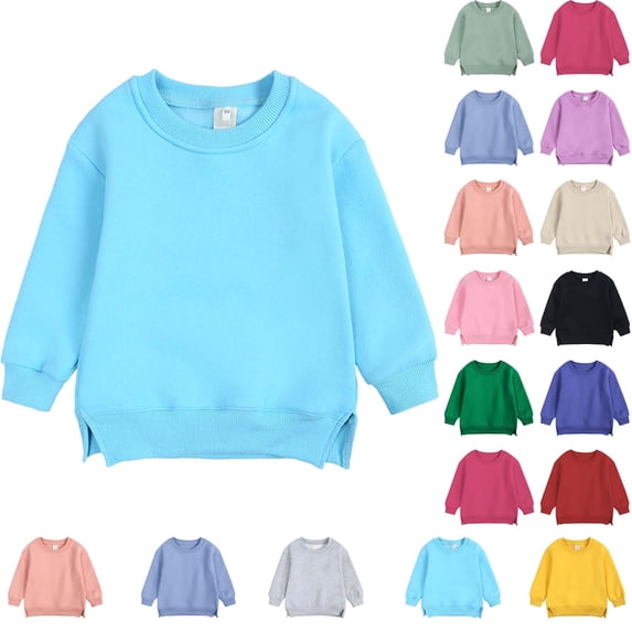 Boys And Girls Sweatshirt Pullover Coat Round Neck Small And Medium Pullover Solid Color Fleece Top