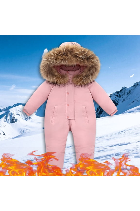 Boys And Girls Thick Windproof Snowsuit Winter Jumpsuits Fashion Outdoor Children's Hooded Thick Warm Jumpsuit