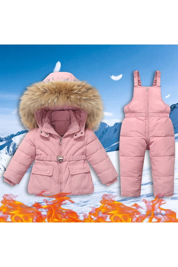 Boys And Girls Winter Ski Suit Pants Jackets Sets Fashion Outdoor Children's Hooded Thick Warm Printed Ski Suit Set