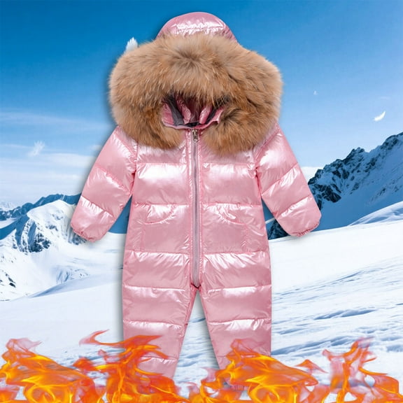 Boys And Girls Winter Snowsuits Jumpsuits Fashion Outdoor Children's Hooded Thick Warm Printed Ski Suit Set