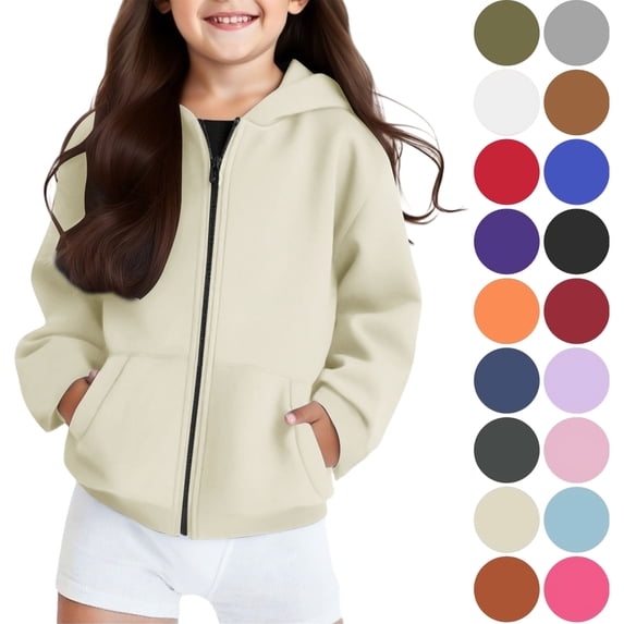 Boys And Girls Zip Up Hoodies Sweatshirt Casual Jacket Kids Long Sleeve Tops With Pockets