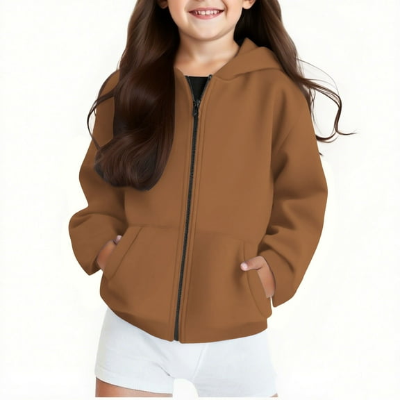 Boys And Girls Zip Up Hoodies Sweatshirt Casual Jacket Kids Long Sleeve Tops With Pockets