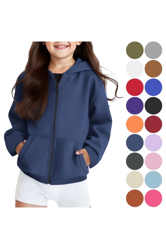 Boys And Girls Zip Up Hoodies Sweatshirt Casual Jacket Kids Long Sleeve Tops With Pockets