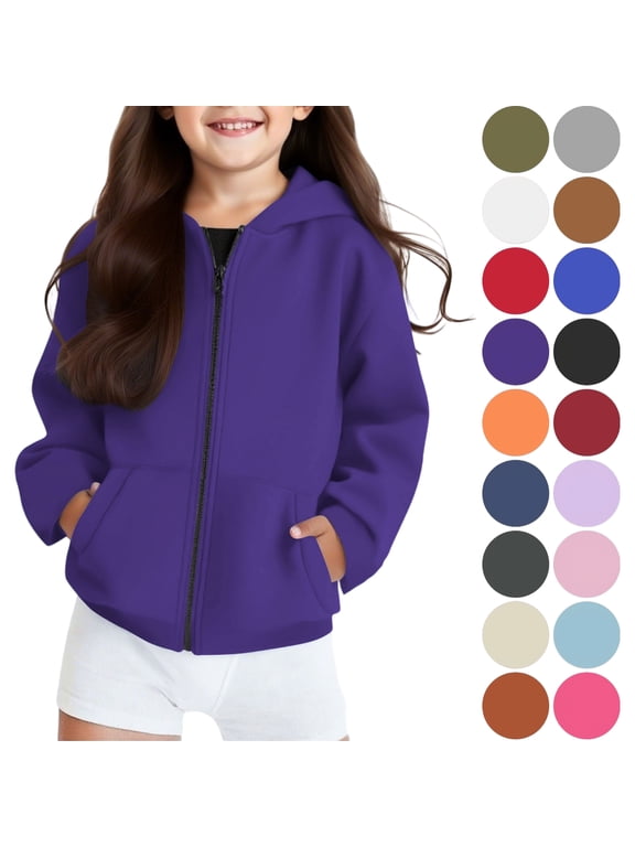 Boys And Girls Zip Up Hoodies Sweatshirt Casual Jacket Kids Long Sleeve Tops With Pockets