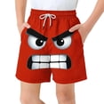 thumbnail image 1 of Boys' Angry Face Print Swim Trunks, Quick-Dry Elastic Waist Board Shorts with Pockets for Kids, 3-12 Years Red a 6-7 Years, 1 of 8