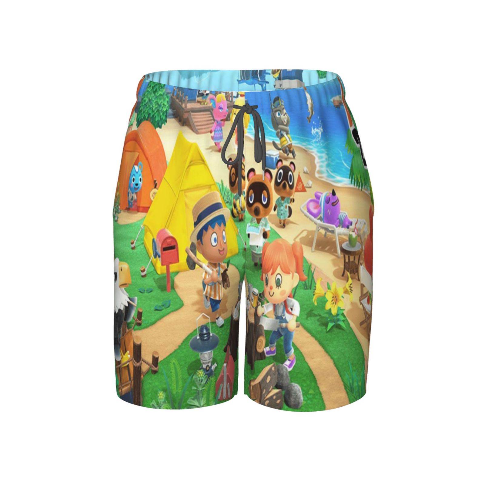 Boys Animal Crossing Swim Trunks With Mesh Liner Kids Cartoon Quick Dry
