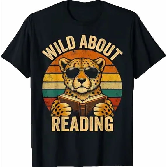Boys Animal Print Clothes Wild About Reading Cheetah Book T-Shirt