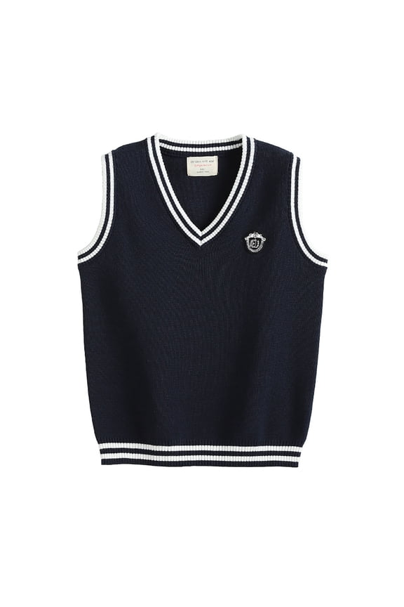 Boys Argyle Sweater Vest 100% Cotton V-Neck Vest Kids Uniform Sleeveless Sweaters for Children 5-12Y Cute Sweaters For Juniors