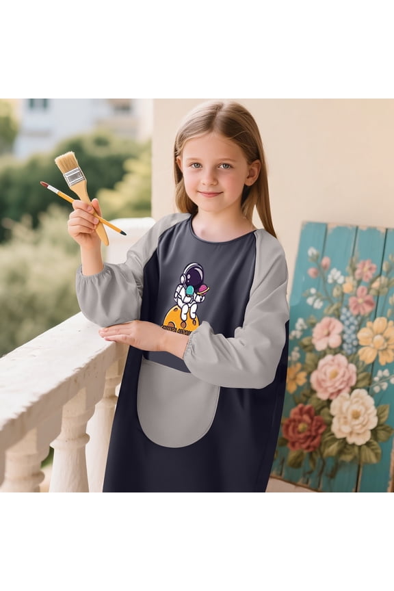 Boys Art Smocks Long Sleeve Crewneck Cute Cartoon Graphic Tees Summer Anti- Loose Casual Painting Apron Tops Kids Art Aprons Size 2-4Y