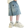 thumbnail image 1 of Boys Athletic Cargo Shorts Casual Straight Leg Denim Jorts Elastic Waist Summer Outdoor Play Pants for Kids Youth Comfortable Durable Stretchy, 1 of 9