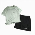 thumbnail image 1 of Boys Athletic Outfit Short Set Solid Short Sleeve T-Shirt and Matching Shorts Quick Drying Sportswear Set 2T-14T, 1 of 4
