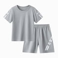 thumbnail image 1 of Boys Athletic Outfit Short Set Solid black mesh short sleeve t-shirt and matching shorts sports tracksuit Size5-13Y, 1 of 4