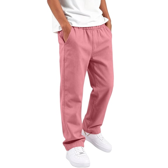 Boys Athletic Pants Straight Leg Open Bottom Outdoor Pants Elastic Waist Solid Color Casual Trousers for Kids Teen