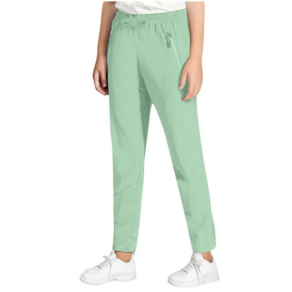 AIEOTT Boys Athletic Pants with Zipper Pockets Water Resistant Quick Dry Outdoor Hiking Pants Lightweight Jogger Pants